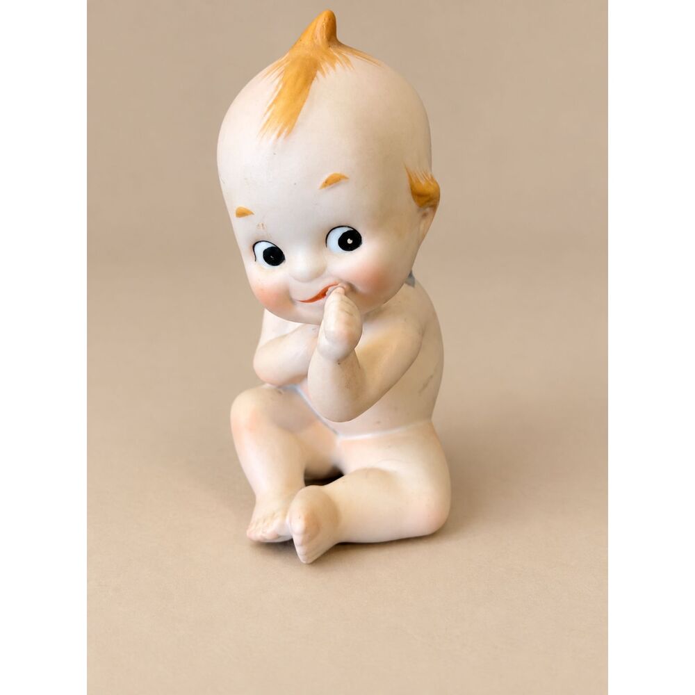 Vintage Kewpie-Style Seated Baby Figurine – Blue Wings – KW228